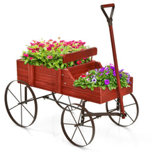 Load image into Gallery viewer, Gymax Garden Plant Planter Wooden Wagon Planter W/ Wheel Garden Yard
