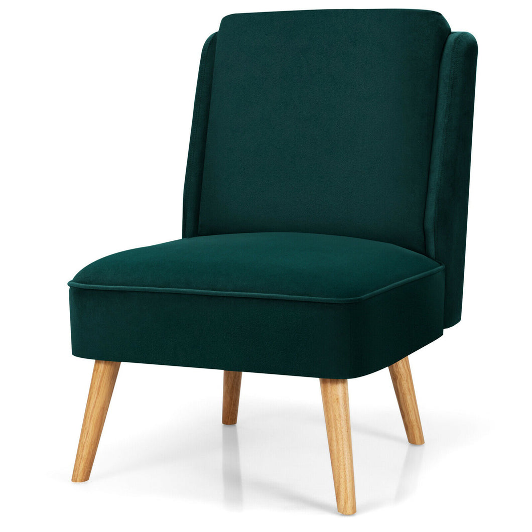 Gymax Velvet Accent Chair Single Sofa Chair Leisure Chair with Wood Frame Green