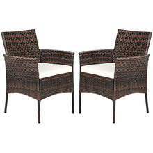 Load image into Gallery viewer, Gymax Patio 2PCS Rattan Arm Dining Chair Cushioned Sofa Furniture Brown
