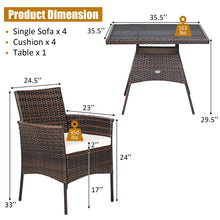Load image into Gallery viewer, Gymax 5PCS Rattan Patio Dining Table Set Outdoor Furniture Set w/ 4 Seat Cushions
