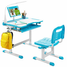 Load image into Gallery viewer, Gymax Height Adjustable Kids Study Table and Chair Set w/Bookstand &amp; Light
