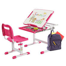 Load image into Gallery viewer, Gymax Kids Desk and Chair Set Height Adjustable w/Tilted Tabletop &amp; Drawer
