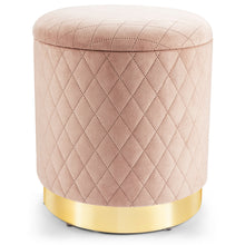 Load image into Gallery viewer, Gymax Round Storage Ottoman Soft Padded Footrest Vanity Stool Shoe Bench
