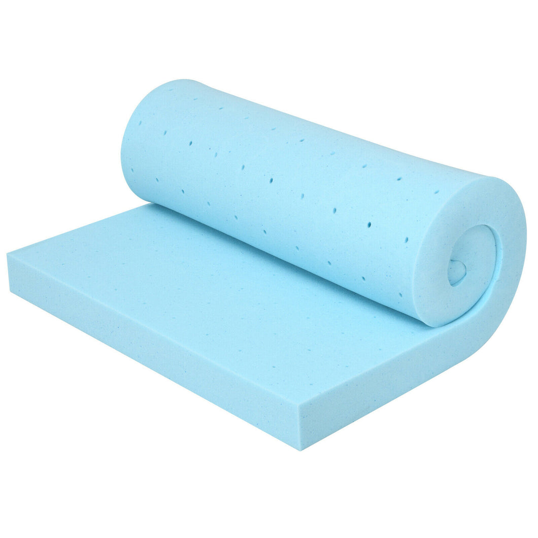 Gymax 3'' Gel-Infused Bed Mattress Topper Cooling Ventilated Air Foam Pad Twin/Full/Queen/King