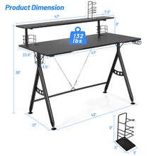 Load image into Gallery viewer, Gymax Gaming Desk Home Office Computer Table E-Sports w/Monitor Shelf &amp; Cup Holder
