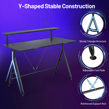 Load image into Gallery viewer, Gymax Gaming Desk Home Office Computer Table E-Sports w/Monitor Shelf &amp; Cup Holder

