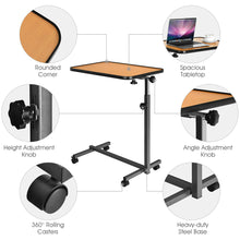 Load image into Gallery viewer, Gymax Overbed Rolling Table Over Bed Laptop Food Tray Desk Tilting Top Natural
