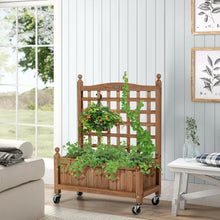Load image into Gallery viewer, Gymax 32in Wood Planter Box w/Trellis Mobile Raised Bed for Climbing Plant
