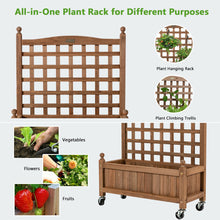 Load image into Gallery viewer, Gymax 32in Wood Planter Box w/Trellis Mobile Raised Bed for Climbing Plant

