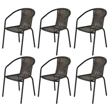 Load image into Gallery viewer, Gymax 6PCS Patio Rattan Dining Chair Outdoor Stackable Armchair Yard Garden Brown
