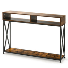 Load image into Gallery viewer, Gymax Console Table with Open Shelf and Storage Compartments Steel Frame
