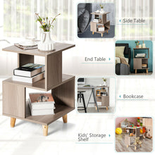 Load image into Gallery viewer, Gymax 2 PCS Nightstand Set Modern Side End Table Wood Legs Storage Shelf Grey
