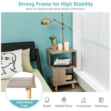 Load image into Gallery viewer, Gymax 2 PCS Nightstand Set Modern Side End Table Wood Legs Storage Shelf Grey
