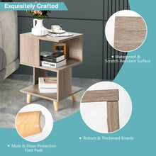 Load image into Gallery viewer, Gymax 2 PCS Nightstand Set Modern Side End Table Wood Legs Storage Shelf Grey
