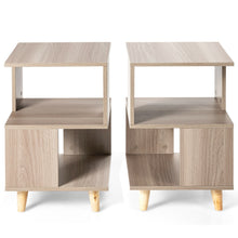 Load image into Gallery viewer, Gymax 2 PCS Nightstand Set Modern Side End Table Wood Legs Storage Shelf Grey
