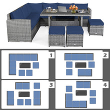 Load image into Gallery viewer, Gymax 7PCS Rattan Patio Sectional Sofa Set Conversation Set w/ Navy Cushions

