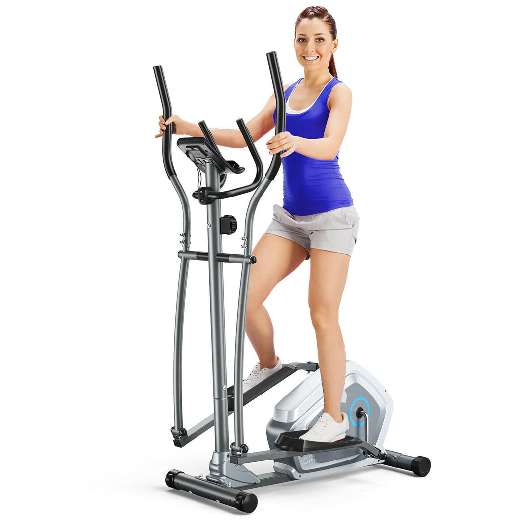 Gymax Elliptical Exercise Machine Magnetic Cross Trainer w/ LCD Monitor Silver