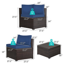 Load image into Gallery viewer, Gymax 6PCS Rattan Patio Sectional Sofa Conversation Set Outdoor w/ Navy Cushions
