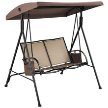 Load image into Gallery viewer, Gymax 2-Person Adjustable Canopy Swing Chair Patio Outdoor w/ 2 Storage Pockets
