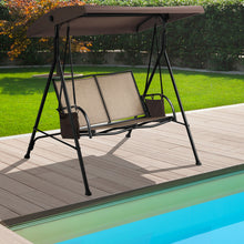Load image into Gallery viewer, Gymax 2-Person Adjustable Canopy Swing Chair Patio Outdoor w/ 2 Storage Pockets
