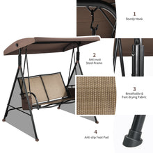 Load image into Gallery viewer, Gymax 2-Person Adjustable Canopy Swing Chair Patio Outdoor w/ 2 Storage Pockets
