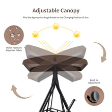 Load image into Gallery viewer, Gymax 2-Person Adjustable Canopy Swing Chair Patio Outdoor w/ 2 Storage Pockets

