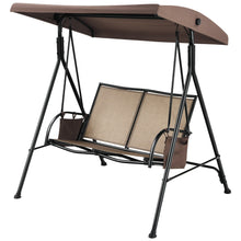 Load image into Gallery viewer, Gymax 2-Person Adjustable Canopy Swing Chair Patio Outdoor w/ 2 Storage Pockets
