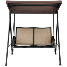 Load image into Gallery viewer, Gymax 2-Person Adjustable Canopy Swing Chair Patio Outdoor w/ 2 Storage Pockets
