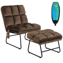 Load image into Gallery viewer, Gymax Massage Chair Velvet Accent Sofa Chair w/ Ottoman &amp; Remote Control Brown
