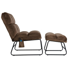 Load image into Gallery viewer, Gymax Massage Chair Velvet Accent Sofa Chair w/ Ottoman &amp; Remote Control Brown
