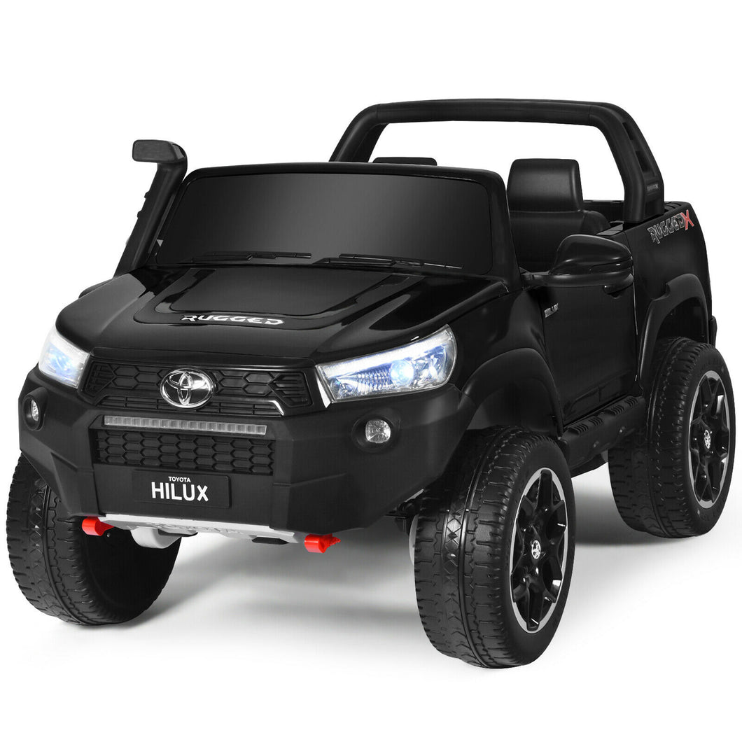 Gymax 24V Licensed Toyota Hilux Ride On Truck Car 2-Seater 4WD w/ Remote Painted Black