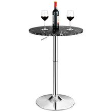 Load image into Gallery viewer, Gymax Round Pub Table Swivel Adjustable Bar Table w/ Faux Marble Top Black
