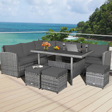 Load image into Gallery viewer, Gymax 7PCS Rattan Patio Sectional Sofa Set Conversation Set w/ Grey Cushions
