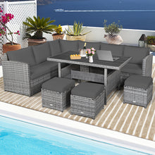 Load image into Gallery viewer, Gymax 7PCS Rattan Patio Sectional Sofa Set Conversation Set w/ Grey Cushions
