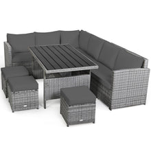Load image into Gallery viewer, Gymax 7PCS Rattan Patio Sectional Sofa Set Conversation Set w/ Grey Cushions
