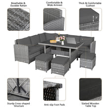 Load image into Gallery viewer, Gymax 7PCS Rattan Patio Sectional Sofa Set Conversation Set w/ Grey Cushions
