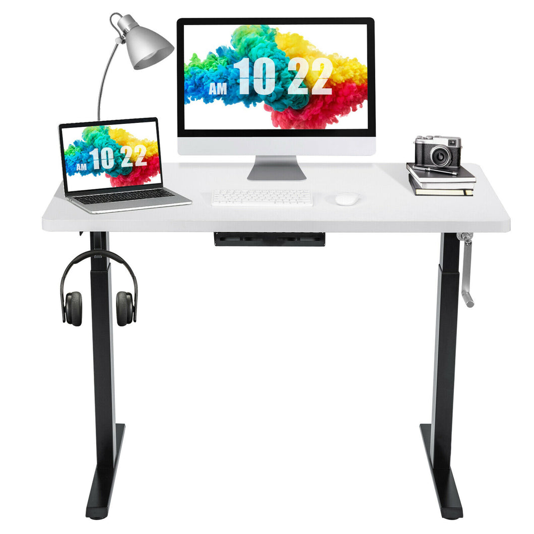 Gymax 48'' Sit to Stand Desk Adjustable Standing Workstation w/ Crank