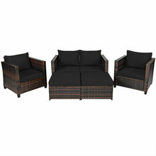Load image into Gallery viewer, Gymax 5PCS Outdoor Patio Rattan Conversation Sofa Furniture Set w/ Black Cushions
