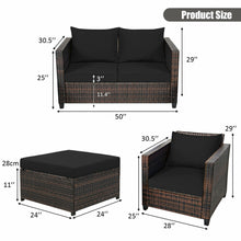 Load image into Gallery viewer, Gymax 5PCS Outdoor Patio Rattan Conversation Sofa Furniture Set w/ Black Cushions
