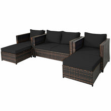 Load image into Gallery viewer, Gymax 5PCS Outdoor Patio Rattan Conversation Sofa Furniture Set w/ Black Cushions
