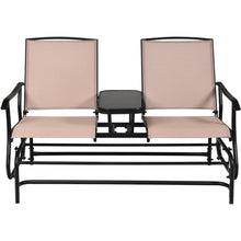 Load image into Gallery viewer, Gymax Patio 2-Person Glider Rocking Char Loveseat Garden w/ Tempered Glass Table Brown
