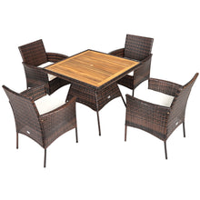 Load image into Gallery viewer, Gymax 5PCS Patio Dining Table &amp; Chair Set Outdoor Furniture Set w/ 4 Seat Cushions
