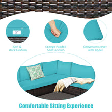 Load image into Gallery viewer, Gymax 6PCS Rattan Patio Sectional Sofa Conversation Set Outdoor w/ Turquoise Cushions

