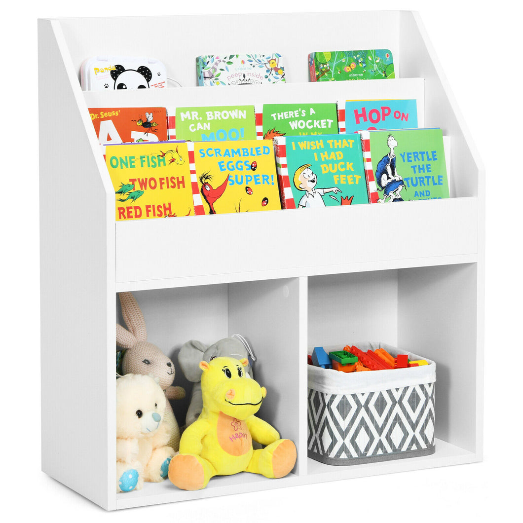Gymax Kids Wooden Bookshelf Bookcase Children Toy Storage Cabinet Organizer