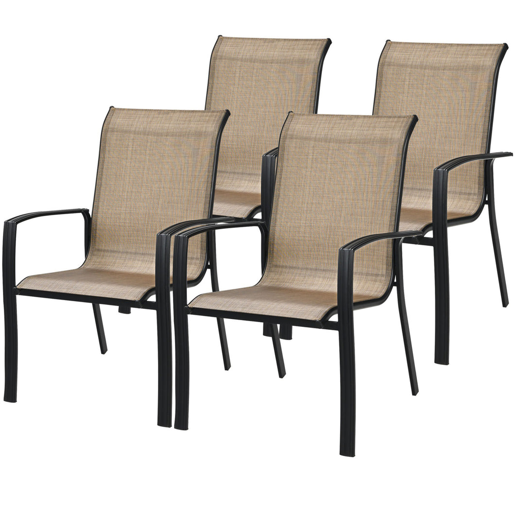 Gymax Outdoor Stackable Dining Chair Patio Armchair w/ Breathable Fabric