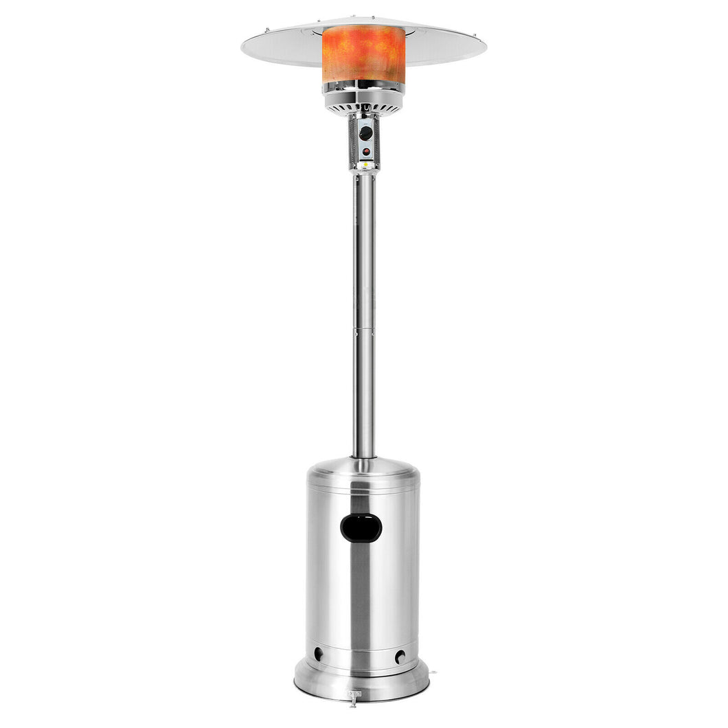 Gymax 48000 BTU Patio Standing LP Gas HeaterStainless Steel Propane W/ Wheels