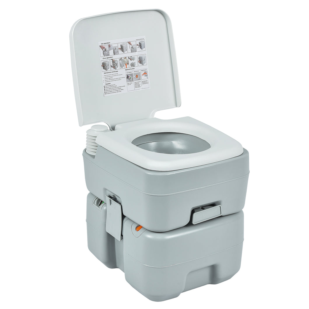 Gymax Portable Toilet 5.3 Gallon Outdoor Camping Traveling Toilet w/ Flush Pump