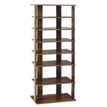 Load image into Gallery viewer, Gymax 7-Tier Double Shoe Rack Free Standing Shelf Storage Tower Rustic Brown
