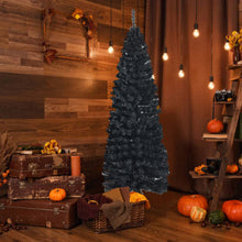 Load image into Gallery viewer, Gymax 6FT Unlit Black Halloween Pencil Tree Christmas Tree w/ 520 PVC Branch Tips
