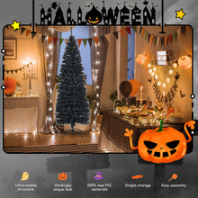 Load image into Gallery viewer, Gymax 6FT Unlit Black Halloween Pencil Tree Christmas Tree w/ 520 PVC Branch Tips
